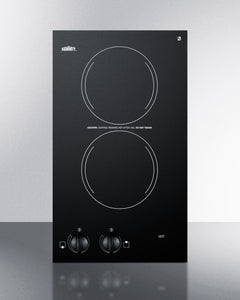 Summit  12" Wide 115V 2-Burner Radiant Cooktop, CR2110